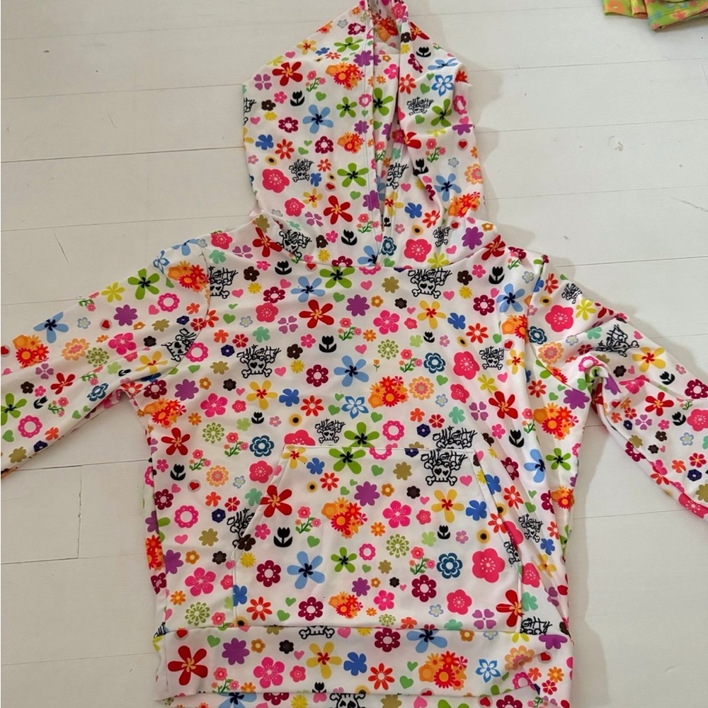 O-Mighty Multicolor Floral Hoodie And Skirt View 3